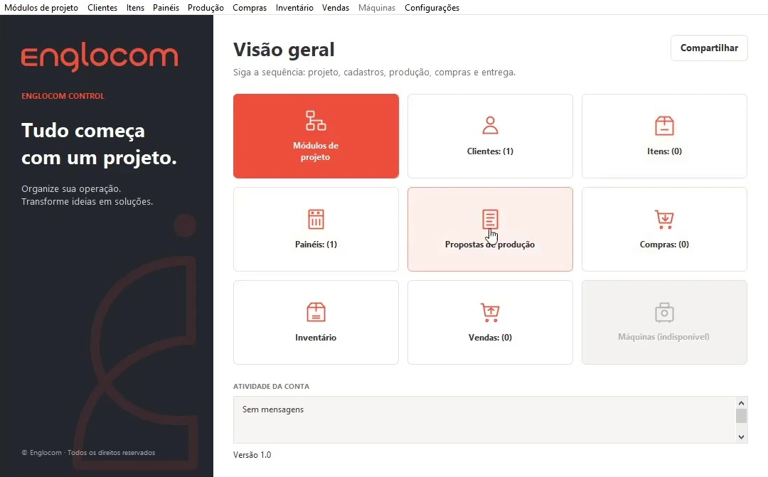 Visão geral do software Englocom Control